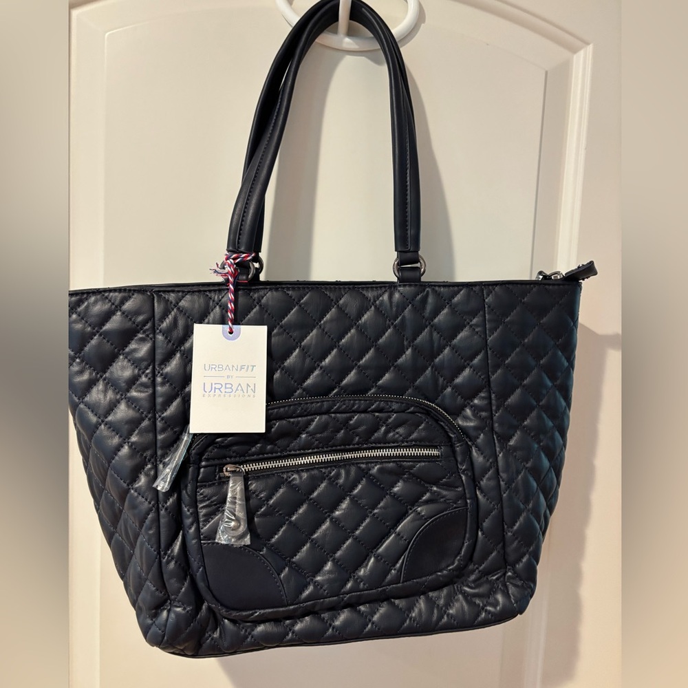 NWT Urban Fit Quilted Navy Tote Bag